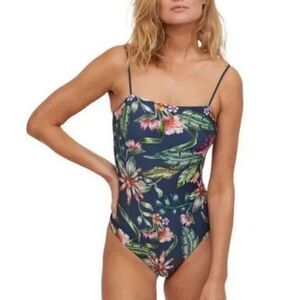 NEW H&M Tropical Flowers One Piece Swimsuit Size S NWT
